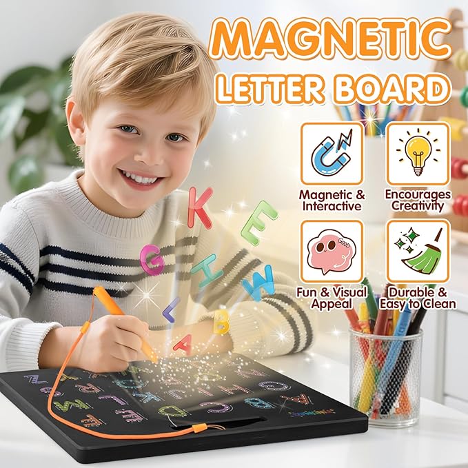 FINDMAG Magnetic Letter Tracing Board, 2 in 1 Magnetic ABC Writing Board for Toddlers, Uppercase & Numbers Practicing Learning Tools, Erasable Educational Board Set Preschool Gifts Toys for Kids