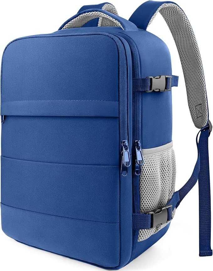 HOTOR Travel Backpack Flight Approved Bag Men Women, Medium Dark Blue | TSA Carry on Luggage, 15.7" Laptop, Casual Daypack Travel Essentials Nurse Bag for Work, Business, Weekender, College