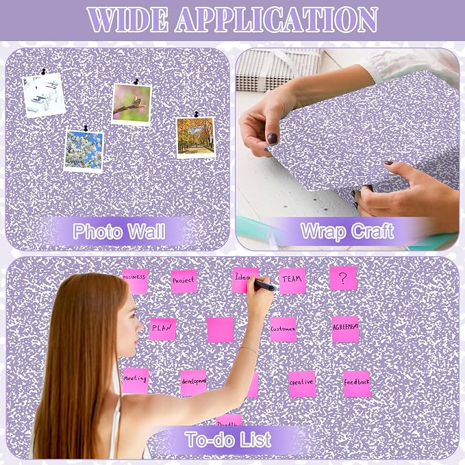 Purple Composition Bulletin Board Roll Non-Woven Fabric Poster 15.7" x 20ft