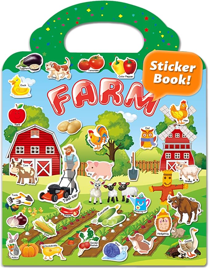 Walenced Reusable Sticker Book for Toddlers, Travel Stickers for Kids, Toddler Craft Activities Toys, Birthday Gifts for Boys & Girls