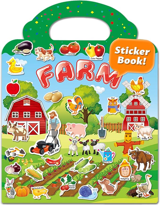 Walenced Reusable Sticker Book for Toddlers, Travel Stickers for Kids, Toddler Craft Activities Toys, Birthday Gifts for Boys & Girls