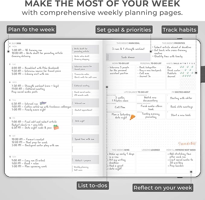 Clever Fox Planner PRO Premium Jan 2026-Jan 2027 – Luxurious Weekly, Monthly & Budget Agenda Organizer for Productivity & Reaching Goals, A4 Hardcover + Keepsake Box – Black