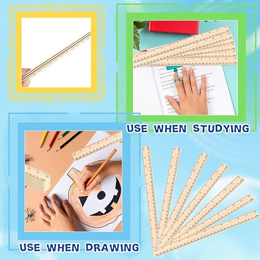 80 Pcs Wooden Ruler Bulk 12 Inch Measuring Wooden Tools with 2 Scales for Students School Teacher Office Handcraft Carving Painting