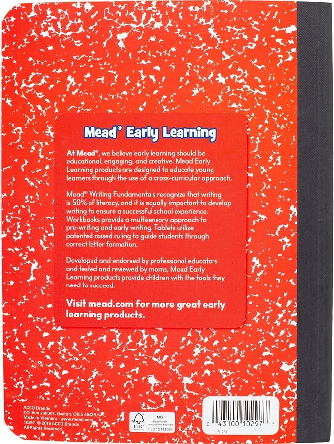 Mead Primary Journal Creative Story Tablet Composition Notebook, 7.5" x 9.75", Grades K-2, 100 Sheets, Red (489903-ECM) (Pack of 12)