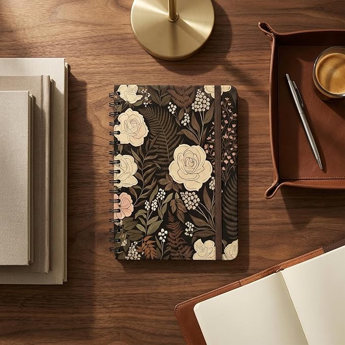 Nextnoid Lined Spiral Notebook Journal For Women & Men - A5(5.8" x 8.3") 170 Pages, Hardcover Notebooks for Work & Note Taking, College Ruled Journals for Writing - Jungle Rose