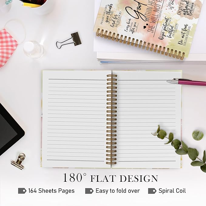 Christian Gifts for Women Spiral Notebook, God Is Within Her She Will Not Fall Journal Notebook, Bible Verse Notebooks for School Work, Inspirational Religious Office Supplies Gifts, 5.5x8.3Inch