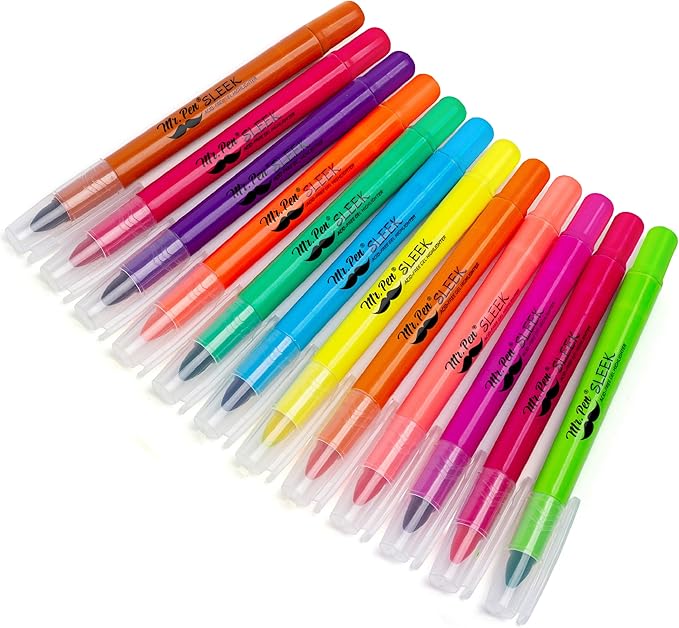 Mr. Pen- No Bleed Gel Highlighters, Fluorescent Assorted Colors, 12 Pack, Bible Highlighters and Pens No Bleed, Bible Markers for Study, Journaling, School Supplies and Accessories