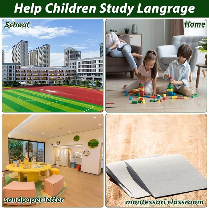 QTLCOHD Montessori Lower and Capital Case Sandpaper Letters, Tactile Letters for Preschool Learning, English Letter Language Teaching, Kindergarten & Early Childhood Development