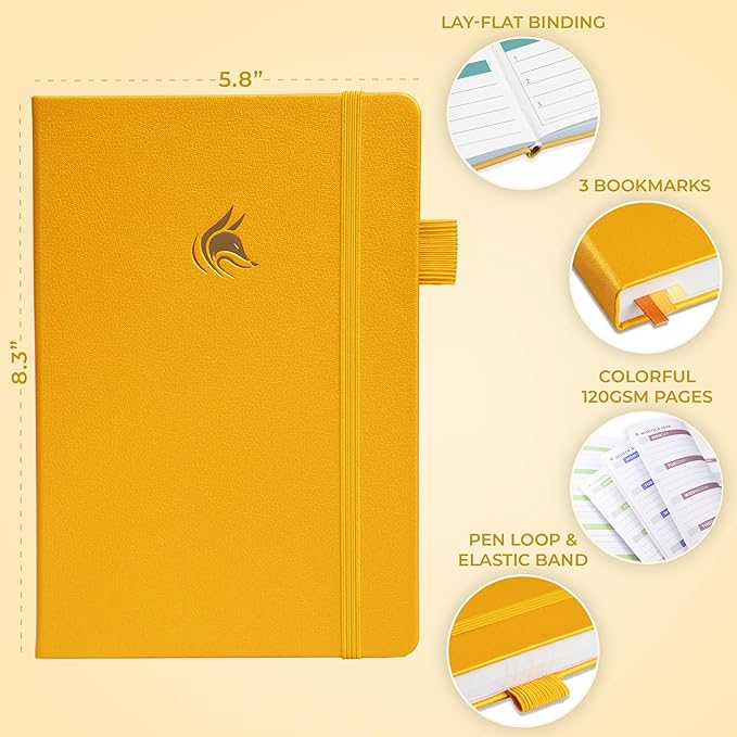 Clever Fox Planner 2nd Edition Dated Jan 2026-Jan 2027 – Colorful Weekly & Monthly Goal Setting Planner, Habit Trackers, Time Management and Productivity Organizer, Gratitude Journal, A5, Amber Yellow