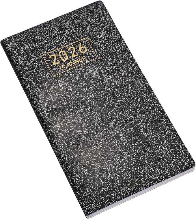 PATIKIL 2026 Daily Planner Notebook, 6.8 x 3.8" 64 Sheets Undated to Do List Daily Weekly Monthly Goals Pocket Notebook for Office Home Study Work Weeding Time Management, Star Black