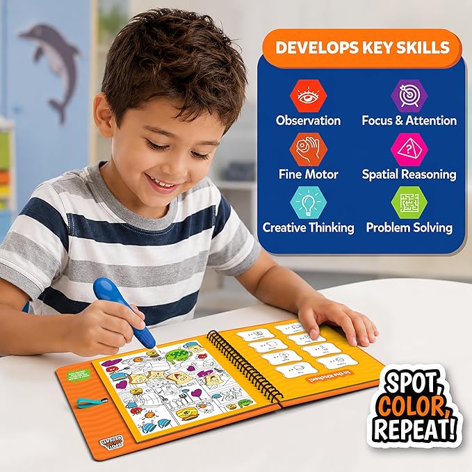 Skillmatics Reusable Search & Find Book - Water Spotter, Mess-Free, Paint with Water Kits, Fun Learning Activity, Travel Toy, Gifts for Boys & Girls Ages 4, 5, 6, 7, 8