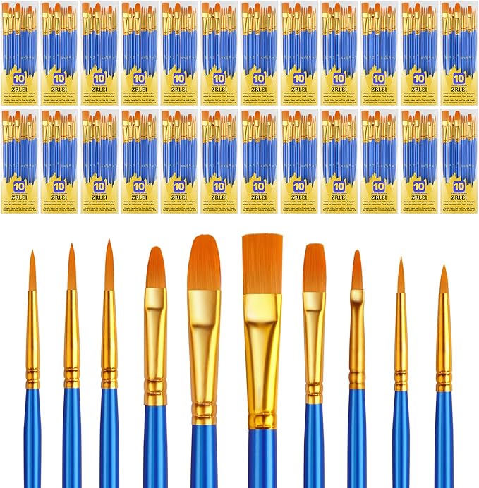 Paint Brushes Set, 240Pcs Round Pointed Tip Artist Paintbrushes for Acrylic Painting Oil Watercolor Canvas Boards Rock Body Face Nail Art, Halloween Pumpkin Ceramic Crafts Supplies，Blue