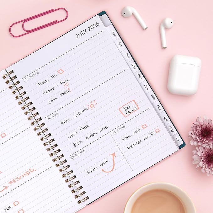 Blue Sky 2026-2027 Weekly and Monthly Academic Year Planner Calendar, July 2026 - June 2027, 5.875" x 8.625", Flexible Cover, Wirebound, Laminated Tabs, Includes Extra 30 Sheets of Notes, Greta