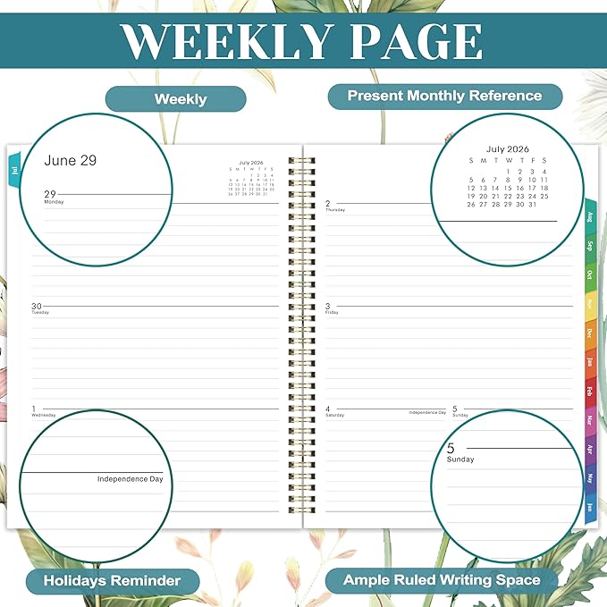 Planner 2026-2027 - Academic Planner 2026-2027, from JULY 2026 to JUNE 2027, 9'' x 11'', Weekly and Monthly Planner, 26-27 Calendar Planner with Colourful Tabs, Premium Thick Paper, Twin-Wire Binding, Back Pocket