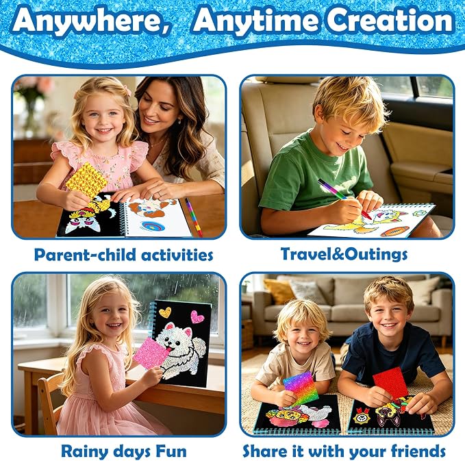 FUNNYB&G Mess-Free Foil Art Craft for Kids Ages 4-10, Kids Birthday Gift