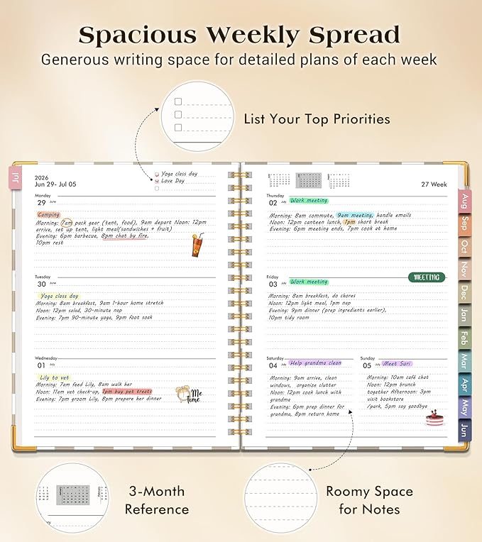 Academic Planner 2026-2027, Hardcover Weekly and Monthly Calendar Planner from July 2026 - June 2027, 8.5" x 11" A4 Large Daily Agenda with Tabs, College School Organizer for Student Teacher, Gingham