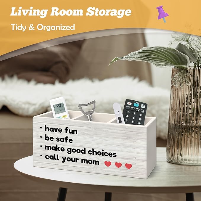 Funny Call Your Mom Pen Holder Organizer for Desk Accessories, Back to School Gifts, Gifts for College Freshman Students Wooden Box Sign Desk Decorations for Classroom College Dorm Decor