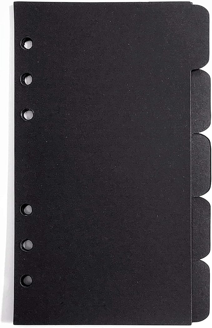 Zelten Refills/Loose Leaves for A6 Cover Ring Binder/Personal Organizer/Planner(A6 6 Holes, Divider Horizontal Black Paper)