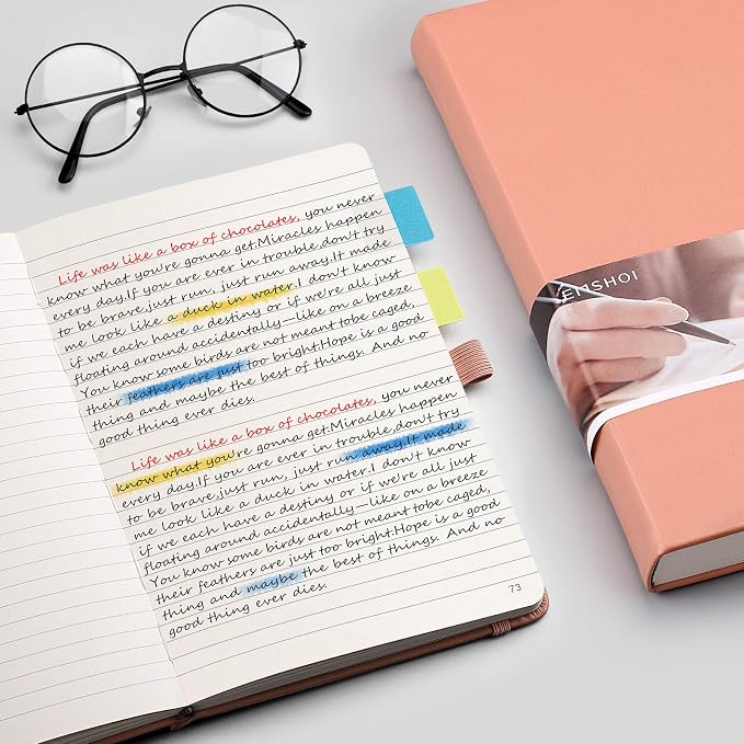 EMSHOI Lined Journal Notebook, 256 Numbered Pages, A5 Size (5.7'' x 8.3'')