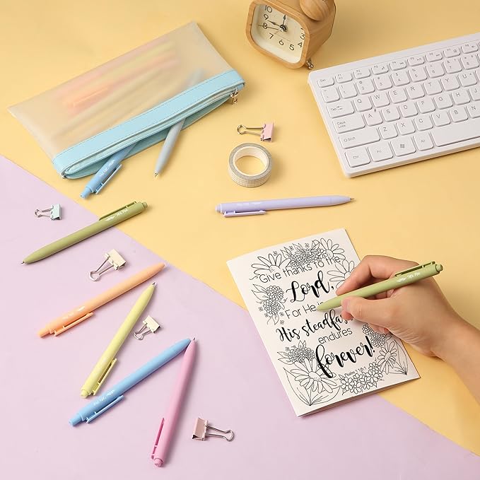 Mr. Pen- Retractable Gel Pens, 22 Pack, Black Ink, Mild Pastel Barrel, Fine Point 0.5 mm, Fast Dry, Smooth Writing, Cute Gel Ink Pens Bulk for Drawing, Writing Planner and School Supplies