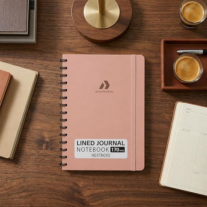 Lined Spiral Journal Notebook For Men & Women - A5 Journal 170 Pages, Hardcover Notebooks for Work & Note Taking, College Ruled Journals for Writing - Pink