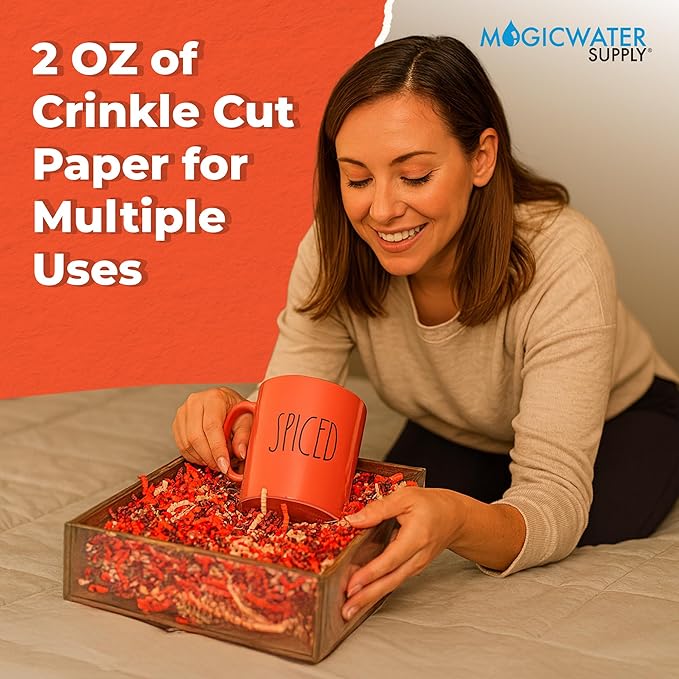 MagicWater Scented Crinkle Cut Paper - 2 oz - Pumpkin Spice - Perfect for Shredded Paper Filler, Basket Filler, Gift Boxes, Bridesmaid Gifts, Christmas Stuffers & More – For All Occasions