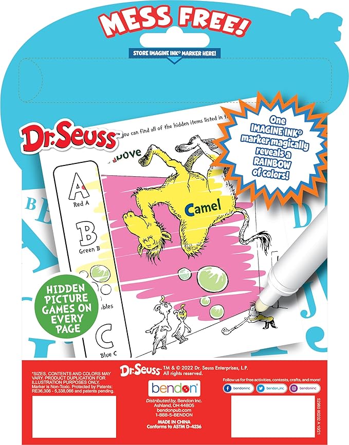 Bendon Imagine Ink Magic Ink Pictures and Game Book with Mess Free Marker (Dr. Seuss)