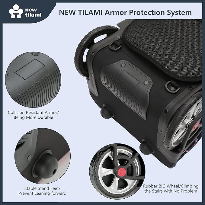 NEW TILAMI 20" Rolling Backpack for Teens Adults, Climbing Stairs Waterproof Backpack with Wheels for School Business Trave Camping with Laptop Compartment, Fit 17 Inch Laptop, Grey Stone