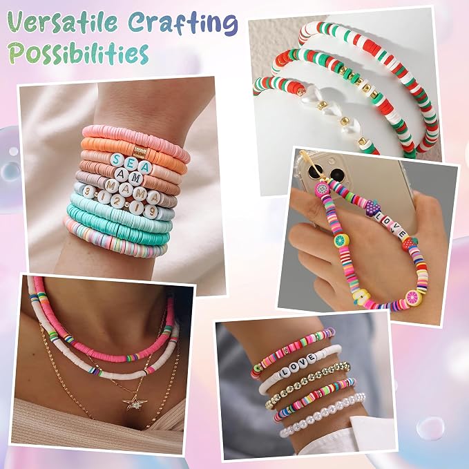 OHOME Back to School Supplies - 5300 Clay Beads Bracelet Making Kit,Arts and Crafts for Kids Ages 8-12,Easter Crafts Games Toys for 3-10 Year Old Birthday
