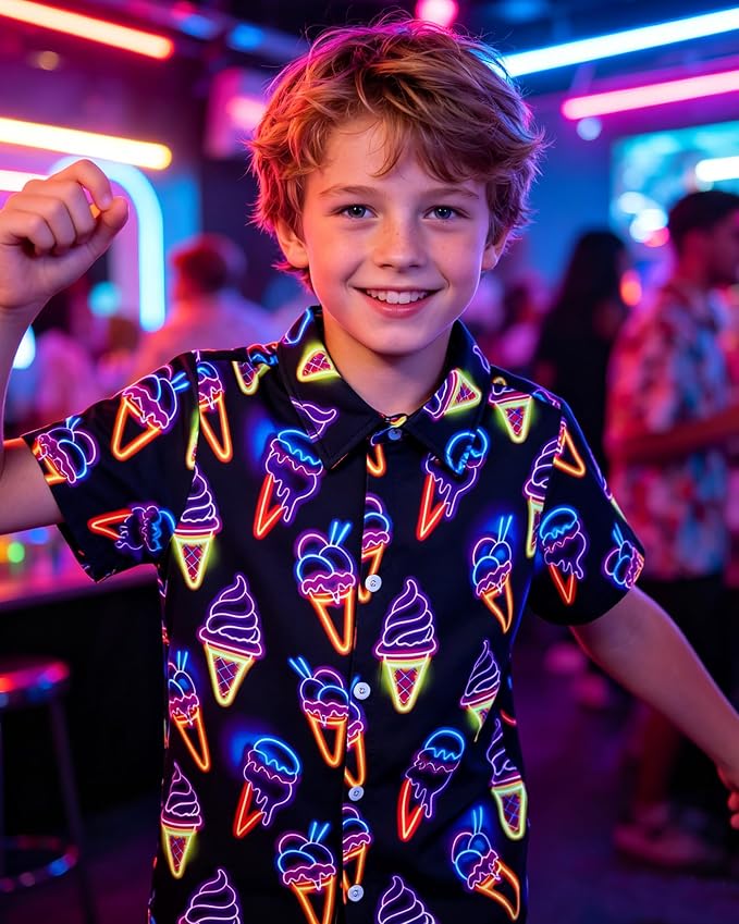 Enlifety 2-10T Kids Hawaiian Shirt Boys Short Sleeve Button Down Shirts Hawaii Summer Casual Blouse