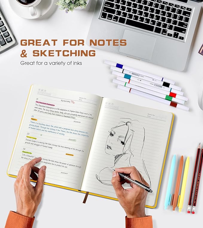 Biuwory Lined Journal Notebook for Women Men,256 Pages B5 Large Hardcover Leather Journals for Writing,Travel,Business,Work & School,College Ruled Notebooks for Note Taking,Diary Notepad 7.8"×10.2"