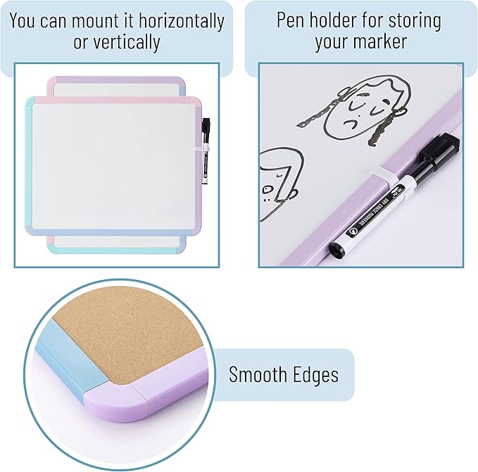 Mr. Pen- Dry Erase Board, 14” x 11” with a Black Dry Erase Marker, Small Mini White Board for Students