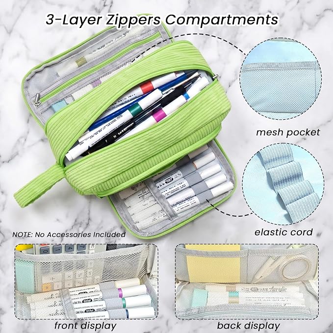 Large Pencil Case Pouch, Soft Corduroy Pen Bag with Zipper, Pencil Organizer, Cute Aesthetic School Supplies for Teen Girls Adults