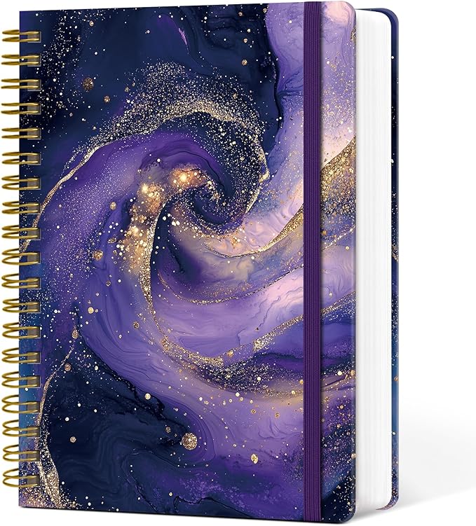 Lined Spiral Notebook Journal for Work, 300 Pages Thick B5 (7.1"x10") College Ruled Journal for Women & Writing, Hardcover Notebook for Note Taking, Perfect for Office School Supplies, Cosmic Amethyst
