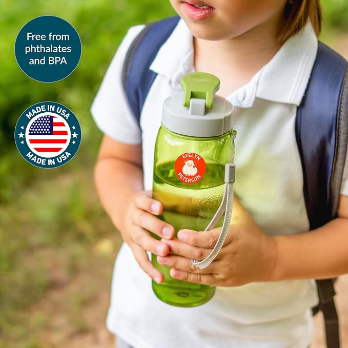 Personalized Waterproof Name Labels for Kids | Optional Packs 50, 150, 230 Labels | Custom Name Stickers for Kids' Clothing Tag, Water Bottle, Lunch Box, Customize Kid Name Label for Daycare Farm