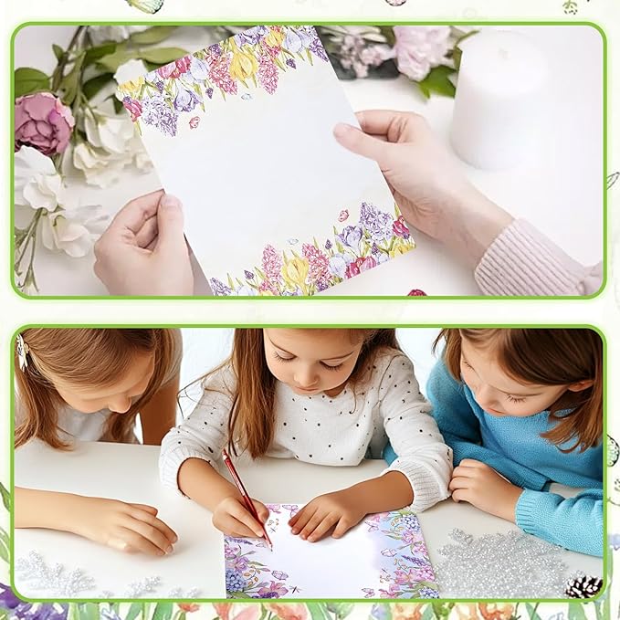 160 Pcs Stationery Paper Envelopes Set Includes 50 Writing Paper & 50 Envelopes with 60 Round Stickers, Cute Lovely Floral Letter Writing and Stationery Paper Envelopes for Girls Boy Office(10Style)