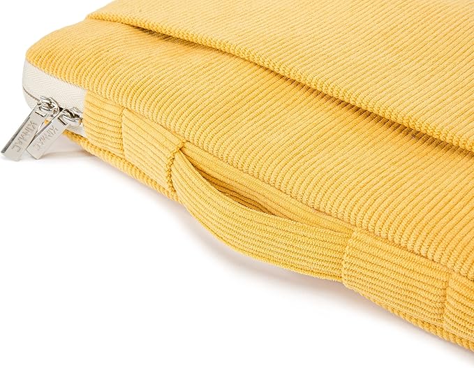 Kinmac 360° Protective Laptop Sleeve Case Bag Cover with Handle for MacBook Pro 16 inch,16 inch HP,Lenovo,Dell,ASUS,Acer Ultrabook and Business Laptop (Yellow Corduroy)