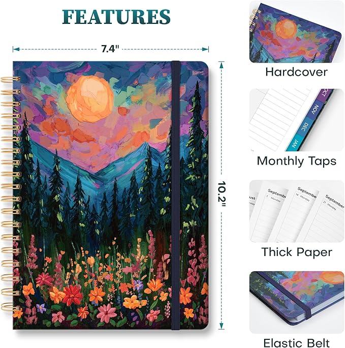Planner 2026-2027 Monthly and Weekly Academic Planner July 2026 - June 2027, Hardcover Calendar 2026-2027 Agenda Daily Planner for Student Teacher School Office Supplies, 7.4" x 10.2", Wild Mountain