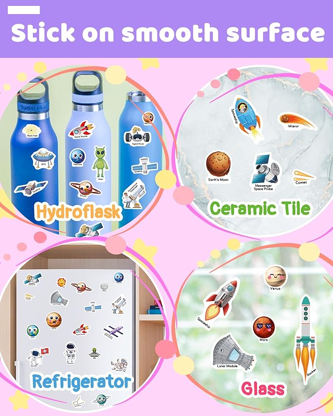 Benresive Reusable Sticker Book for Toddlers, Travel Stickers for Kids, Toddler Crafts Activities Toys, Birthday Gifts for Boys & Girls - Space