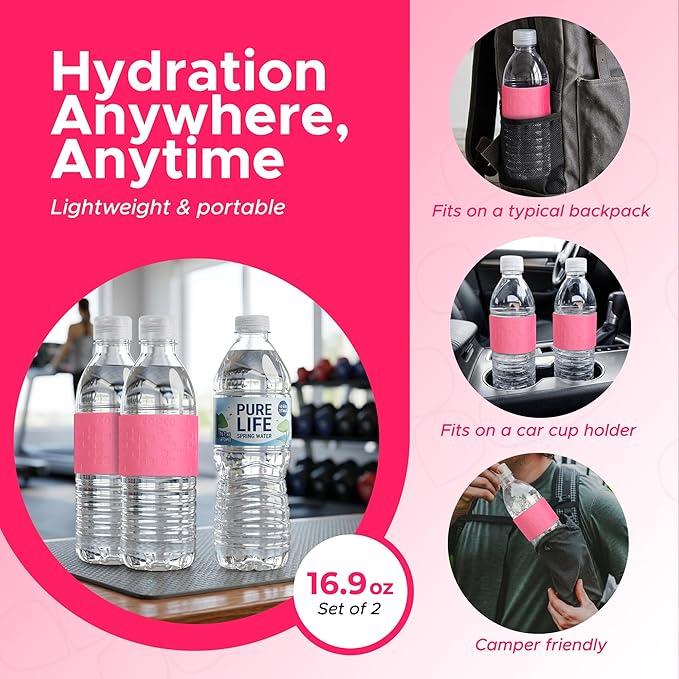 Copco Hydra 16.9 oz Water Bottle, Set of 2 – Leak Proof, BPA Free Tritan, Dishwasher Safe, Twist-Open Body, Non-Slip Silicone Grip, Perfect for Gym & Office & Outdoor Activities (Pink)