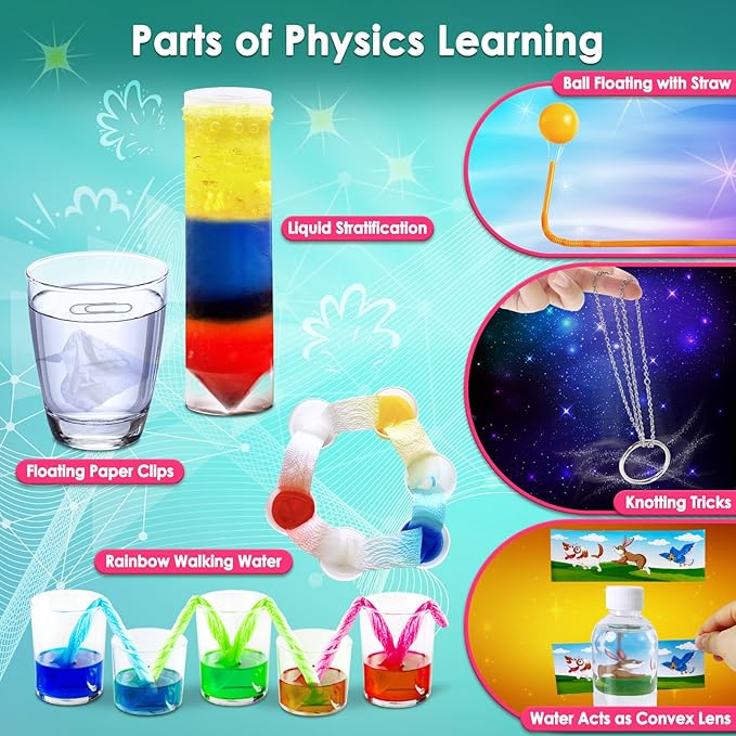 UNGLINGA Science Kits for Kids with 50 Experiments Chemistry Set, Volcano, Crystal Tree, Magic, Educational S.T.E.M Toys Birthday for Boys Girls