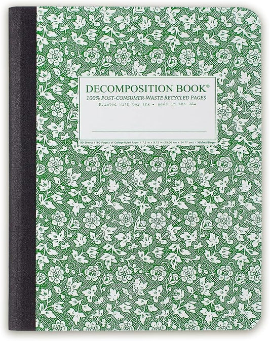 Decomposition Parsley College Ruled Composition Notebook - 9.75 x 7.5 Journal with 160 Lined Pages - Cute Notebooks for School Supplies, Home & Office - 100% Recycled Paper - Made in USA