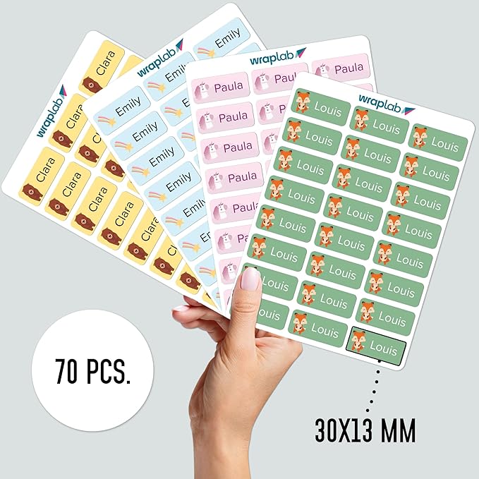 Name Labels for Kids (120 pcs) - Custom Waterproof Stickers for Daycare, Office and School Supplies (Motor)
