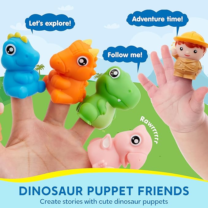 Play-Act Learning Toy for Toddlers 1 2 3 Years Old, Counting, Matching & Sorting Montessori Learning Dinosaur Train Including 9 Dinosaurs, Birthday Gift for Baby Boys Girls