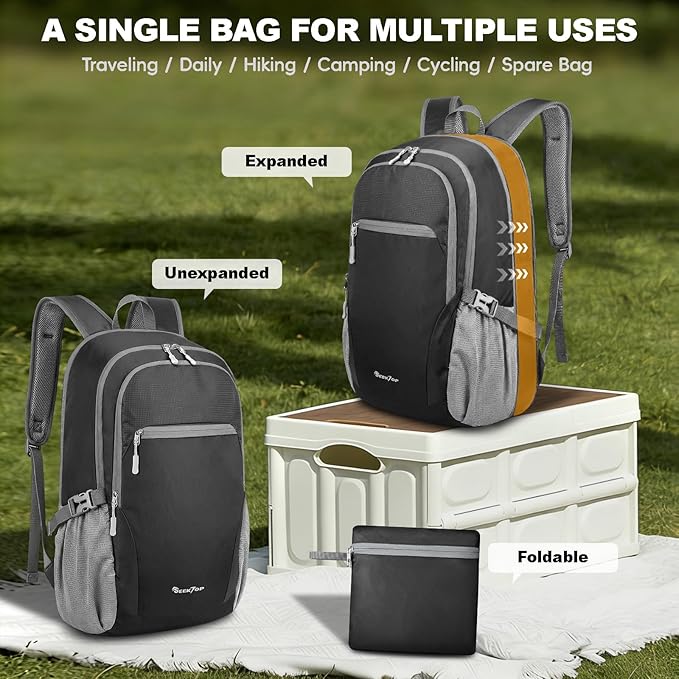 Seektop Lightweight Packable Hiking Backpack Water Resistant Expandable 20L-28L for Women Men, RFID Day Pack for Travel