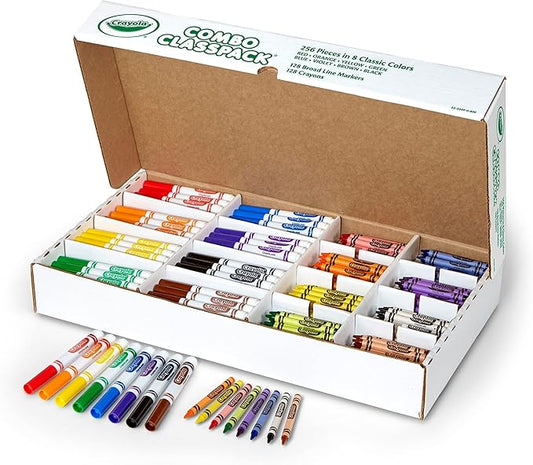 Crayola Crayons & Washable Markers Classpack (256ct), Teacher Classroom Must Haves, Bulk Markers for Kids, Art Supplies for Preschool & Kindergarten