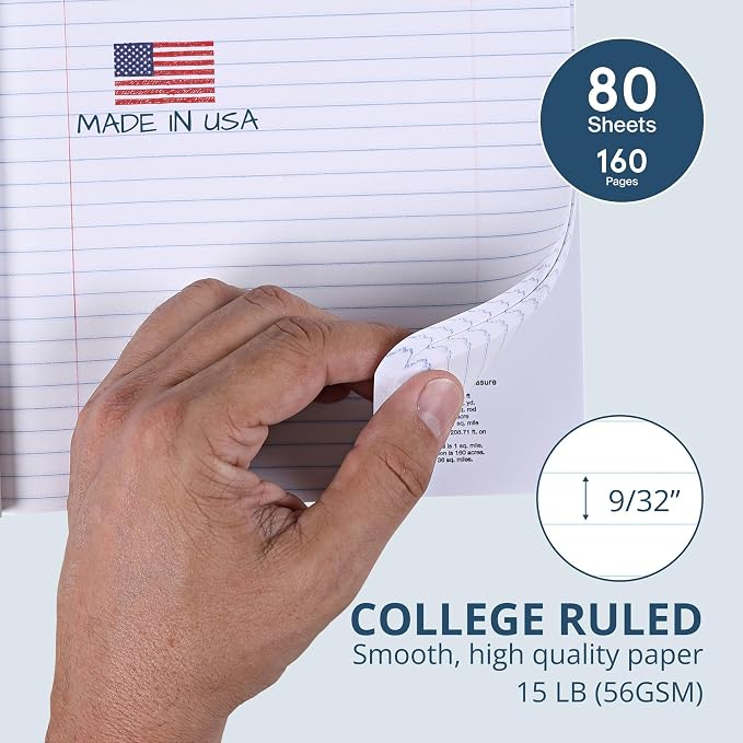 ROARING SPRING Hardcover Composition Book, College Rule, 160 Pages, 48 Pack