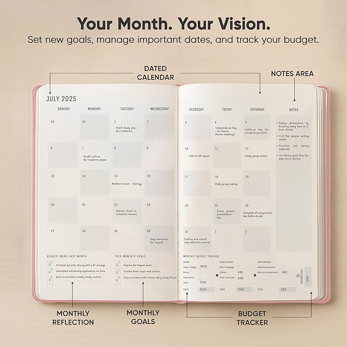 July 2025-2026 Planner 8.5 x 11 Pro Max - Dated Productivity & Academic 2025-2026 - Daily, Weekly & Monthly Planner With July Start Date - A4 - Productivity Store