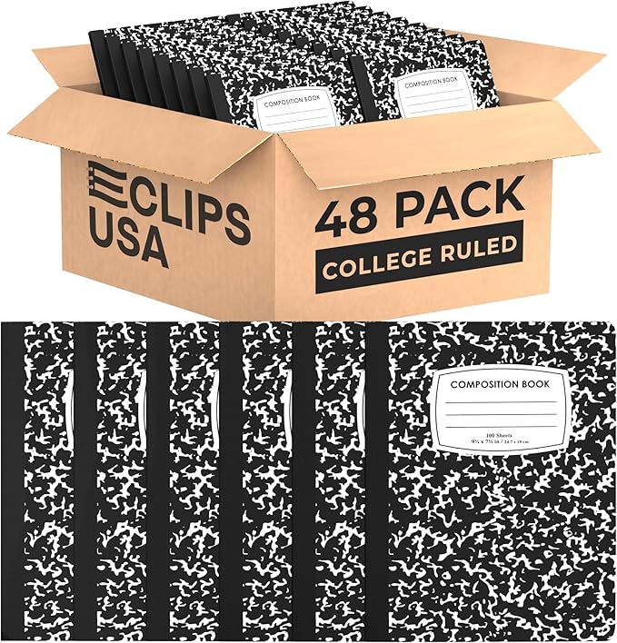 Composition Notebook College Ruled Composition Notebooks Bulk Marble College Ruled Notebook Hard Cover 100 sheets, 200 Pages 9.75” x 7.25”
