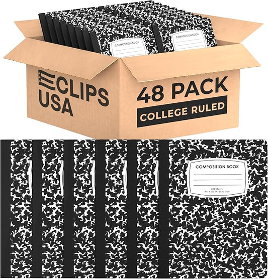 Composition Notebook College Ruled Composition Notebooks Bulk Marble College Ruled Notebook Hard Cover 100 sheets, 200 Pages 9.75” x 7.25”